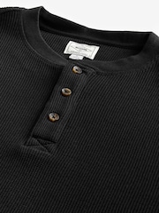 Black Short Sleeve Grandad Collar 100% Cotton T-Shirt - Image 6 of 7