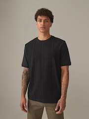 Dark Black 100% Cotton Vertical Stripe T-Shirt - Image 2 of 8