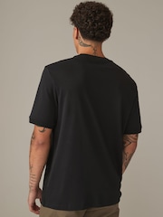 Dark Black 100% Cotton Vertical Stripe T-Shirt - Image 5 of 8