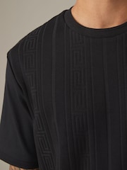 Dark Black 100% Cotton Vertical Stripe T-Shirt - Image 6 of 8