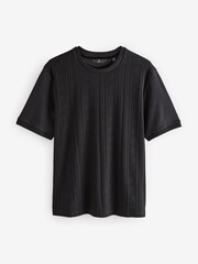 Dark Black 100% Cotton Vertical Stripe T-Shirt - Image 7 of 8