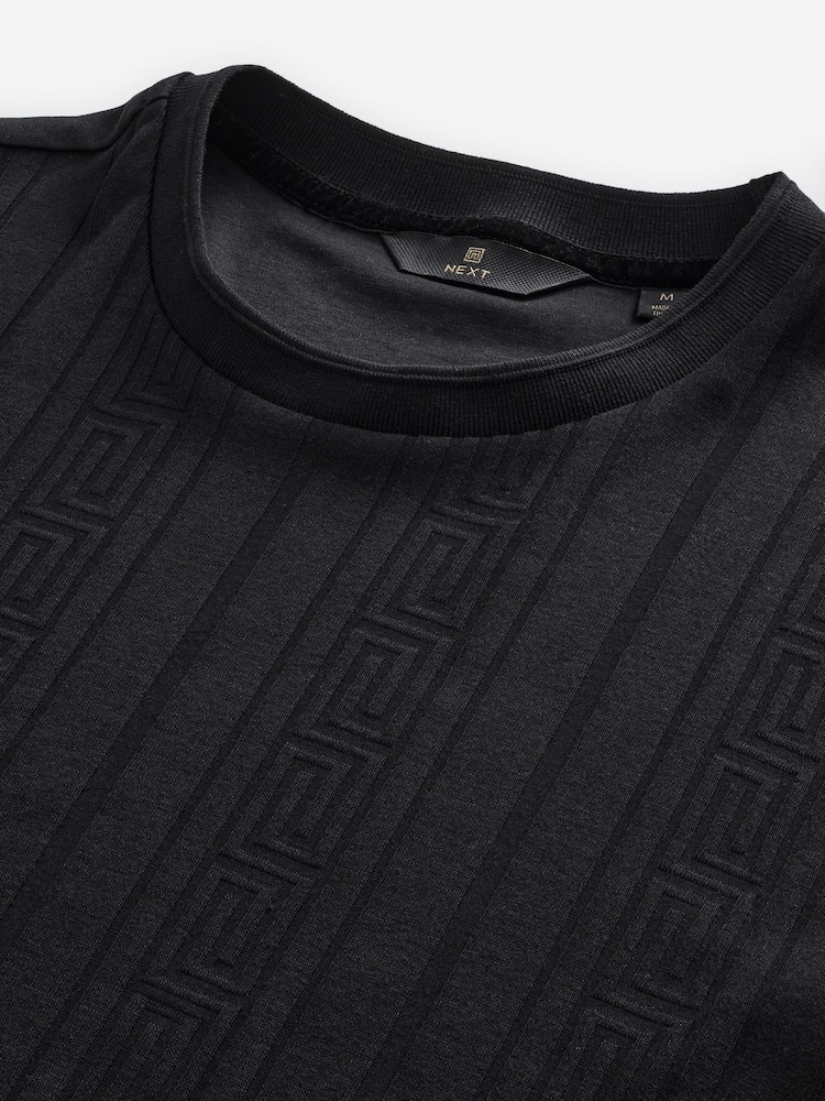 Dark Black 100% Cotton Vertical Stripe T-Shirt - Image 8 of 8