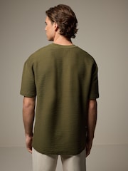 Khakigrün - Strukturiertes T-Shirt - Bild 3 von 9