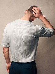 Grey Relaxed Fit Textured T-Shirt - Image 5 of 8