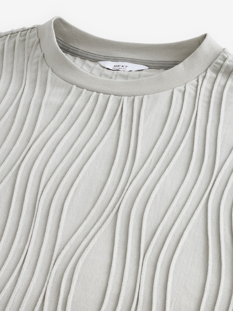 Grey Relaxed Fit Textured T-Shirt - Image 8 of 8