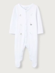 The White Company Cotton Safari Boat Embroidery White Sleepsuit - Image 3 of 4