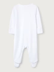The White Company Cotton Safari Boat Embroidery White Sleepsuit - Image 4 of 4