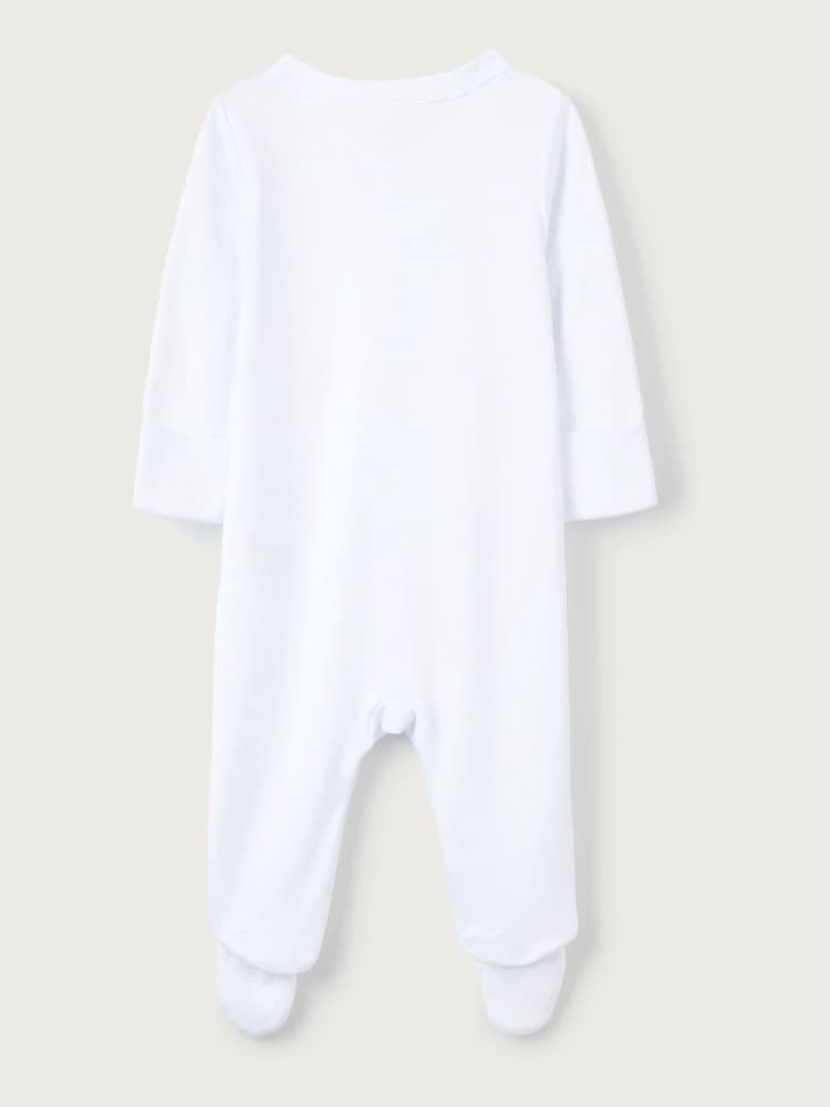 The White Company Cotton Safari Boat Embroidery White Sleepsuit - Image 4 of 4