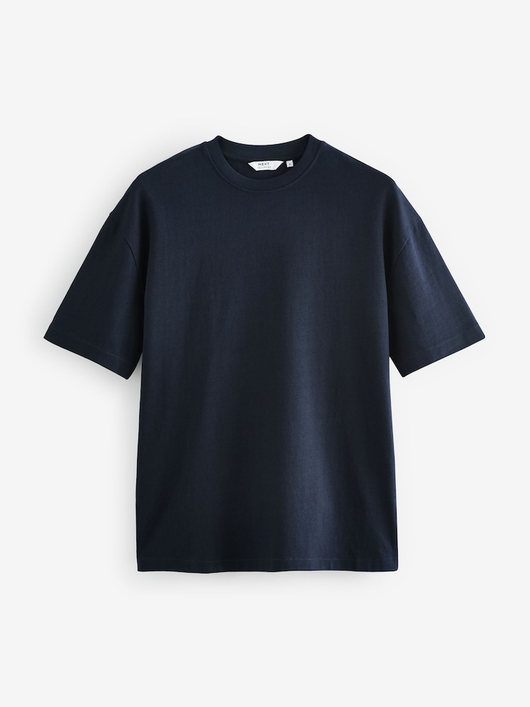 Blanc/noir/bleu marine - Coupe ample - Lot de 3 t-shirts épais - Image 10 of 13