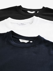 Blanc/noir/bleu marine - Coupe ample - Lot de 3 t-shirts épais - Image 12 de 13