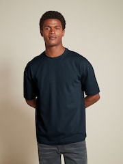 Blanc/noir/bleu marine - Coupe ample - Lot de 3 t-shirts épais - Image 2 de 13