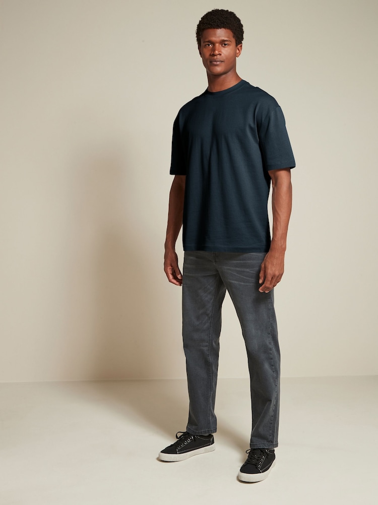 Blanc/noir/bleu marine - Coupe ample - Lot de 3 t-shirts épais - Image 3 of 13