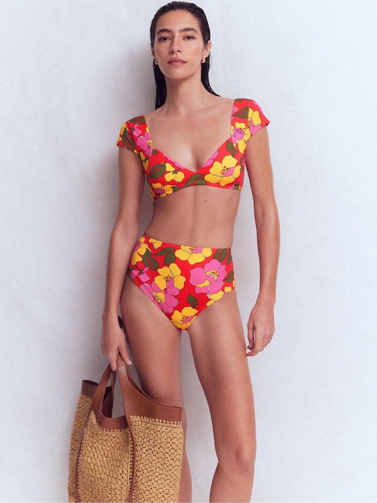 Boden Red High Waisted Bikini Bottoms - Image 1 of 4 Boden Red High Waisted Bikini Bottoms - Image 1 of 4