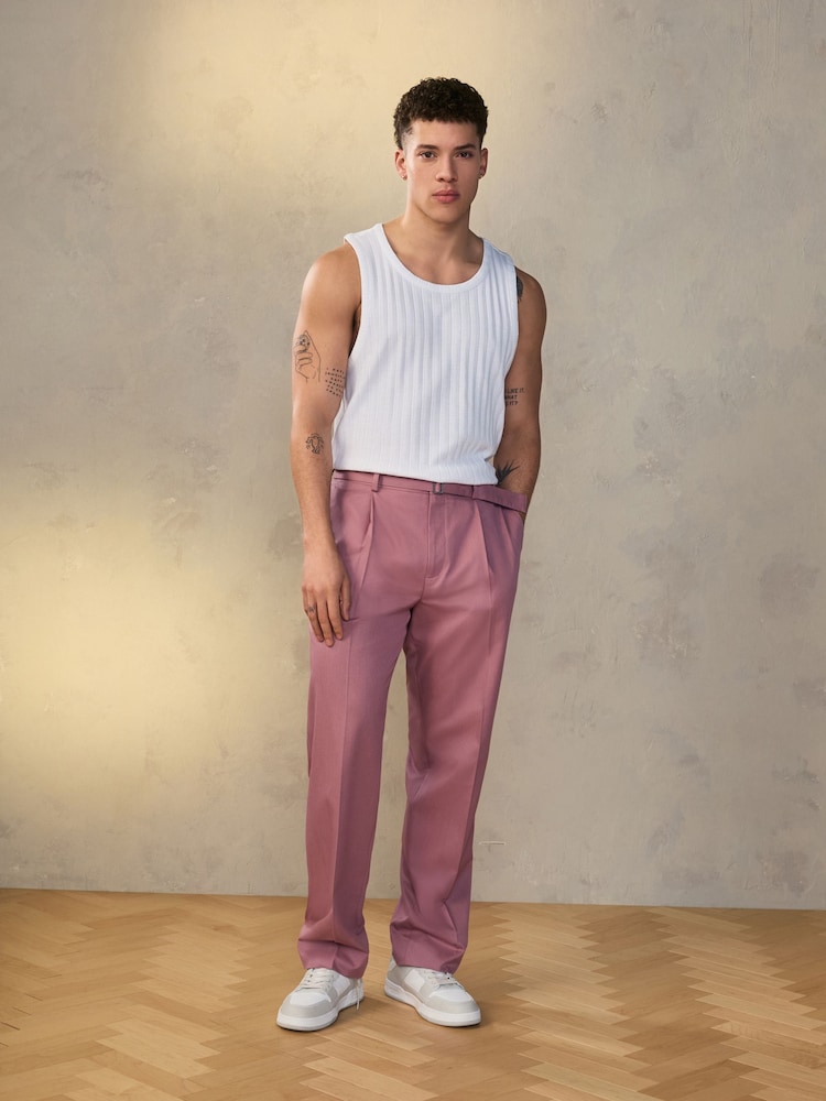 White Textured Ribbed Vest - Image 2 of 7 White Textured Ribbed Vest - Image 2 of 7
