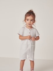 The White Company 100Серый джерси в полоску из хлопка с комбинезонами - Изображение 1 из 6