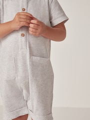 The White Company 100Серый джерси в полоску из хлопка с комбинезонами - Изображение 4 из 6