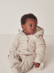 The White Company Natural Star Pebble Quilted Pramsuit - Image 1 of 6