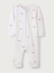 The White Company 100% Cotton Safari Boat Zip White Sleepsuit - Image 4 of 5