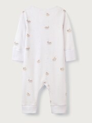 The White Company 100% Cotton Safari Boat Zip White Sleepsuit - Image 5 of 5