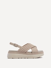 Linzi Grey Shae Crossover Padded Sling-Back Flat-Form Sandals - Image 2 of 5