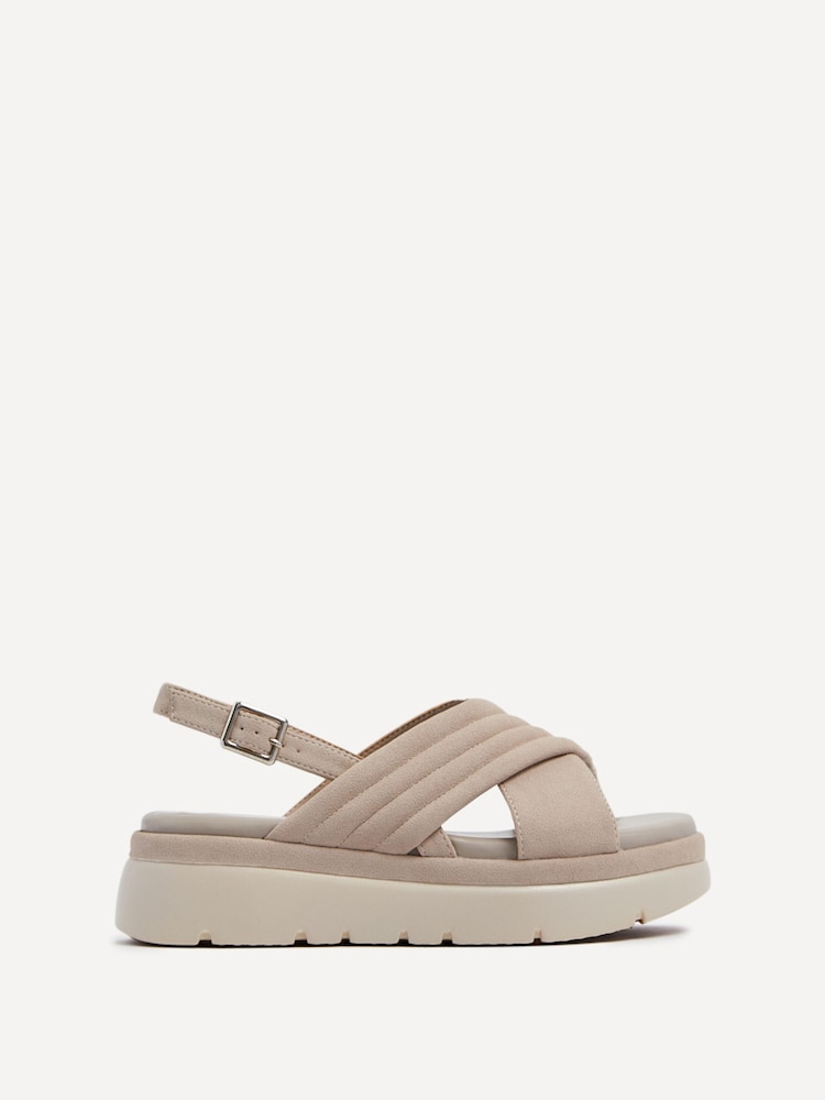 Linzi Grey Shae Crossover Padded Sling-Back Flat-Form Sandals - Image 2 of 5