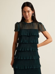 Phase Eight Dark Green Mimi Frill Mini Dress - Image 1 of 7