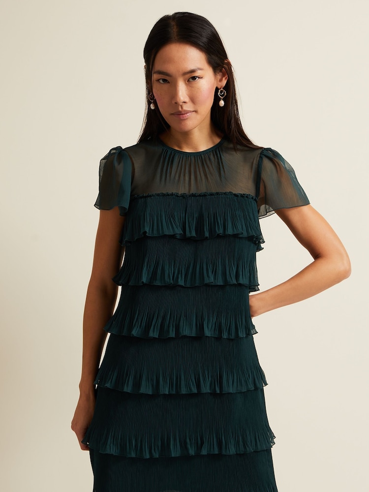 Phase Eight Dark Green Mimi Frill Mini Dress - Image 1 of 7 Phase Eight Dark Green Mimi Frill Mini Dress - Image 1 of 7