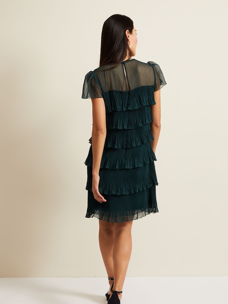 Phase Eight Dark Green Mimi Frill Mini Dress - Image 2 of 7 Phase Eight Dark Green Mimi Frill Mini Dress - Image 2 of 7