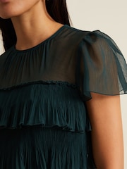 Phase Eight Dark Green Mimi Frill Mini Dress - Image 4 of 7