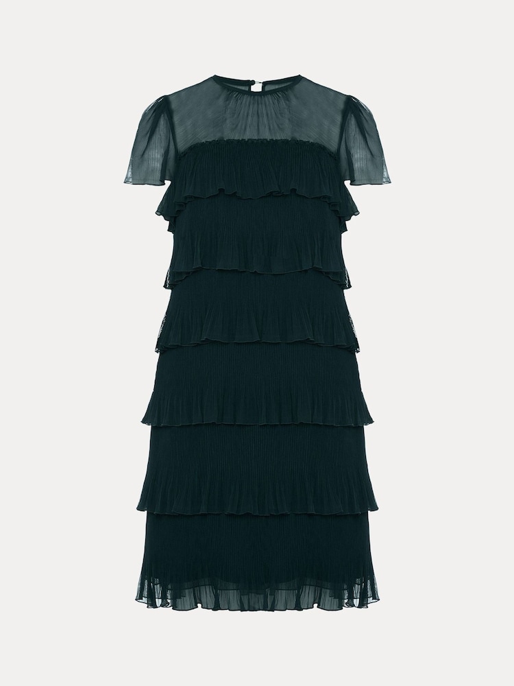 Phase Eight Dark Green Mimi Frill Mini Dress - Image 7 of 7
