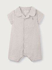 The White Company Grey 100% Cotton gincham pajac za spanje - Slika 1 iz 3
