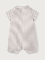 The White Company Grey 100% Cotton gincham pajac za spanje - Slika 2 iz 3