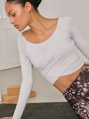 Oyster Wrap Front Long Sleeve Top - Image 1 of 9