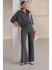 Charcoal Grey Soft Touch Wide Leg Joggers - Image 1 of 8