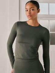 Forest Green Seamless Long Sleeve Crew Neck Top - Image 2 of 7