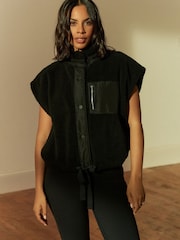 Black Borg Woven Patch Teddy Gilet - Image 1 of 9