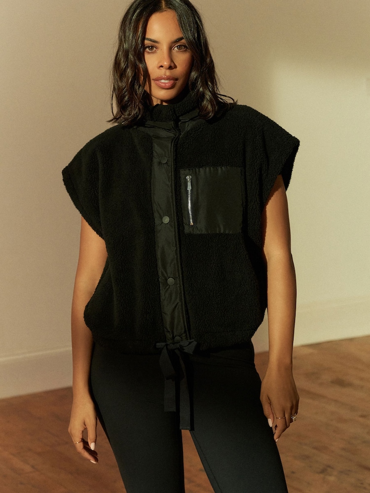 Black - Borg Woven Patch Teddy Gilet - Image 1 of 9 Black - Borg Woven Patch Teddy Gilet - Image 1 of 9