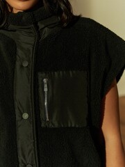 Black Borg Woven Patch Teddy Gilet - Image 3 of 9