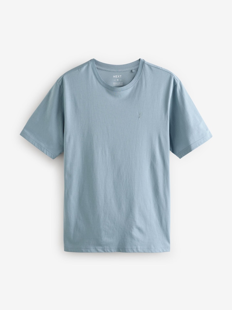Blauw/marineblauw/wit/staal - Normale Pasvorm - Verpakking van 4 100% Katoenen T-shirts - Image 12 of 14