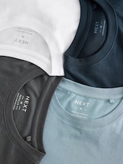 Blauw/marineblauw/wit/staal - Normale Pasvorm - Verpakking van 4 100% Katoenen T-shirts - Image 13 of 14