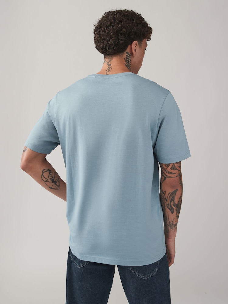 Blauw/marineblauw/wit/staal - Normale Pasvorm - Verpakking van 4 100% Katoenen T-shirts - Image 7 of 14