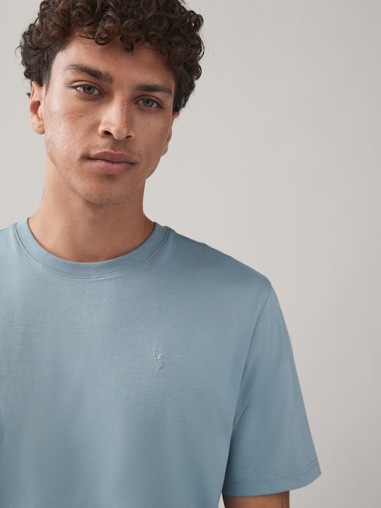 Blauw/marineblauw/wit/staal - Normale Pasvorm - Verpakking van 4 100% Katoenen T-shirts - Image 8 of 14