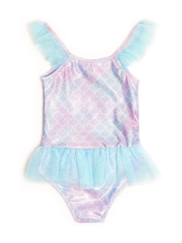 Soliswim Badeanzug mit Meerjungfrauenmotiv in Metallic-Optik, Blau - Bild 2 von 4