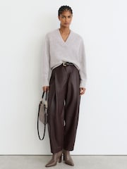 Reiss Grey Nova Cashmere-Blend Bouclé V-Neck Jumper - Image 3 of 7
