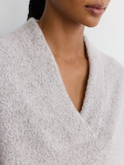 Reiss Grey Nova Cashmere-Blend Bouclé V-Neck Jumper - Image 4 of 7