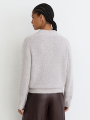 Reiss Grey Nova Cashmere-Blend Bouclé V-Neck Jumper - Image 6 of 7