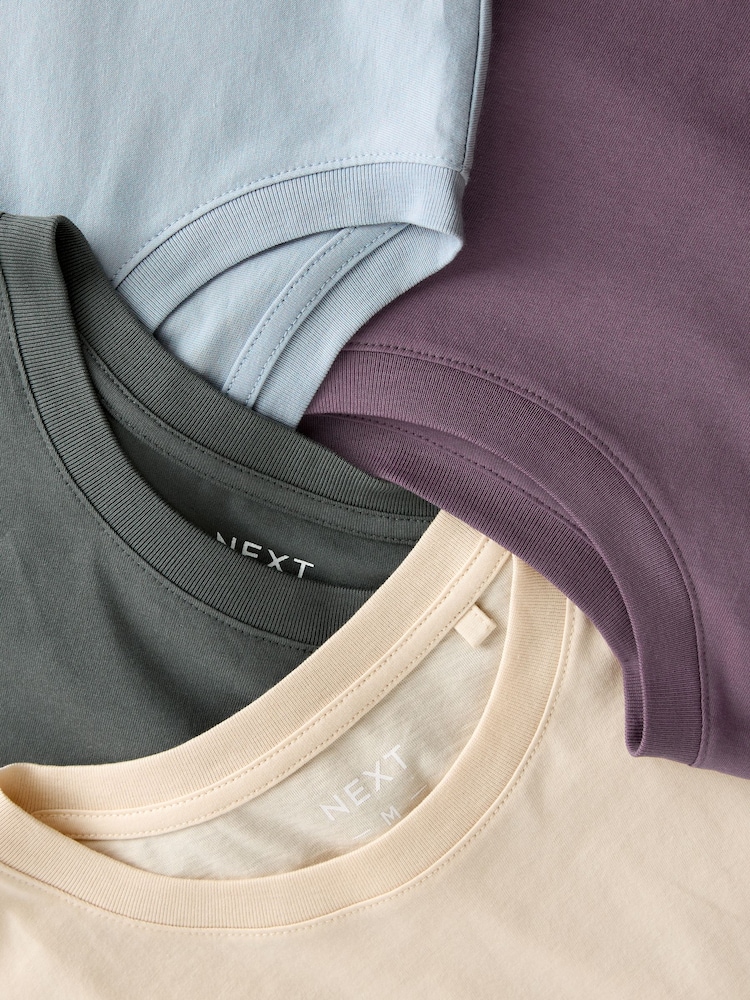 Ecru/Blue/Grape/Grey Regular Fit T-Shirts 4 Pack - Image 14 of 15
