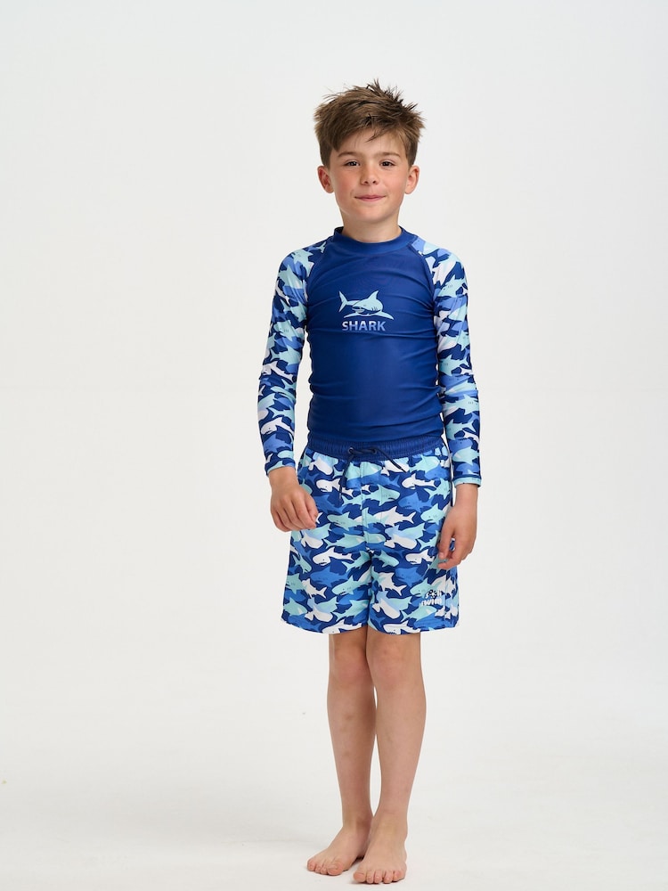 Soliswim Blue Swim Beach Shorts - Image 1 of 8