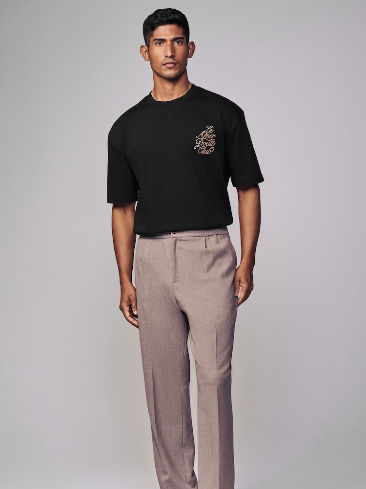 Black Parisian Relaxed Fit Print Heavyweight T-Shirt - Image 2 of 9