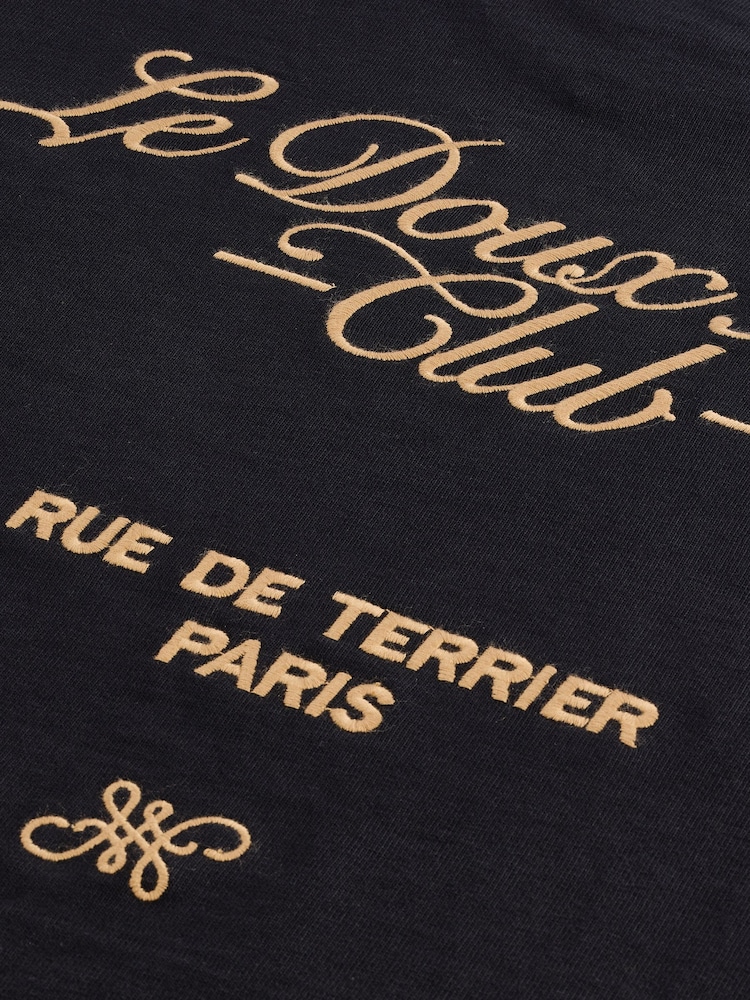 Black Parisian Relaxed Fit Print Heavyweight T-Shirt - Image 8 of 9